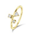 Geometric Shapes With CZ Stone Silver Ring NSR-4028